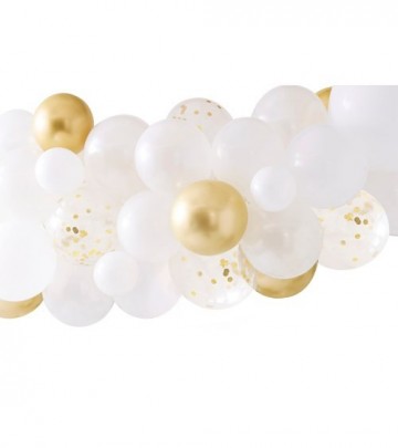 Ballongirlanden set weiss gold chrome600x600