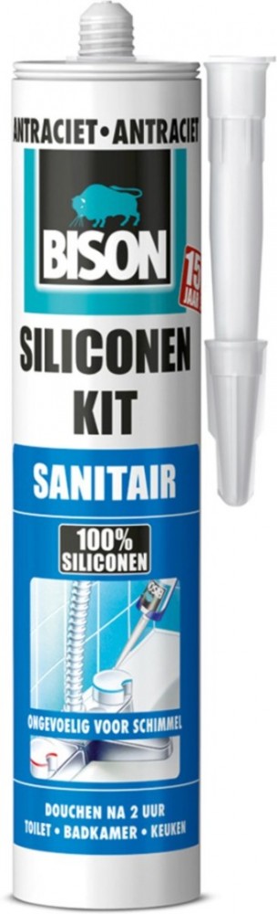 Bison antraciet siliconenkit voor sanitair