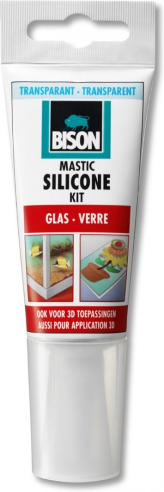 Bison mastic transparante silicone kit voor glas