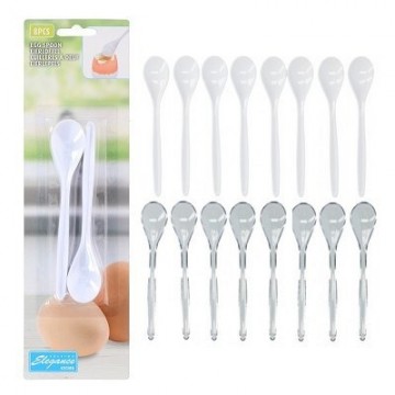 Eierlepels plastic wit transparant 8 stuks 013299