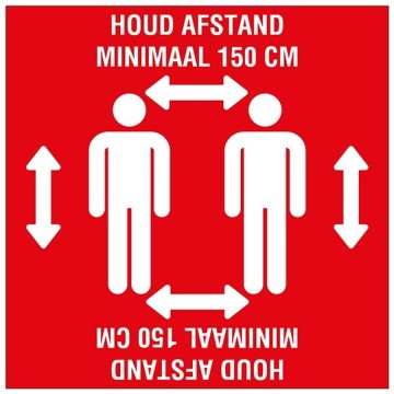 Pick up vloersticker 28 x 28 cm rood houd afstand