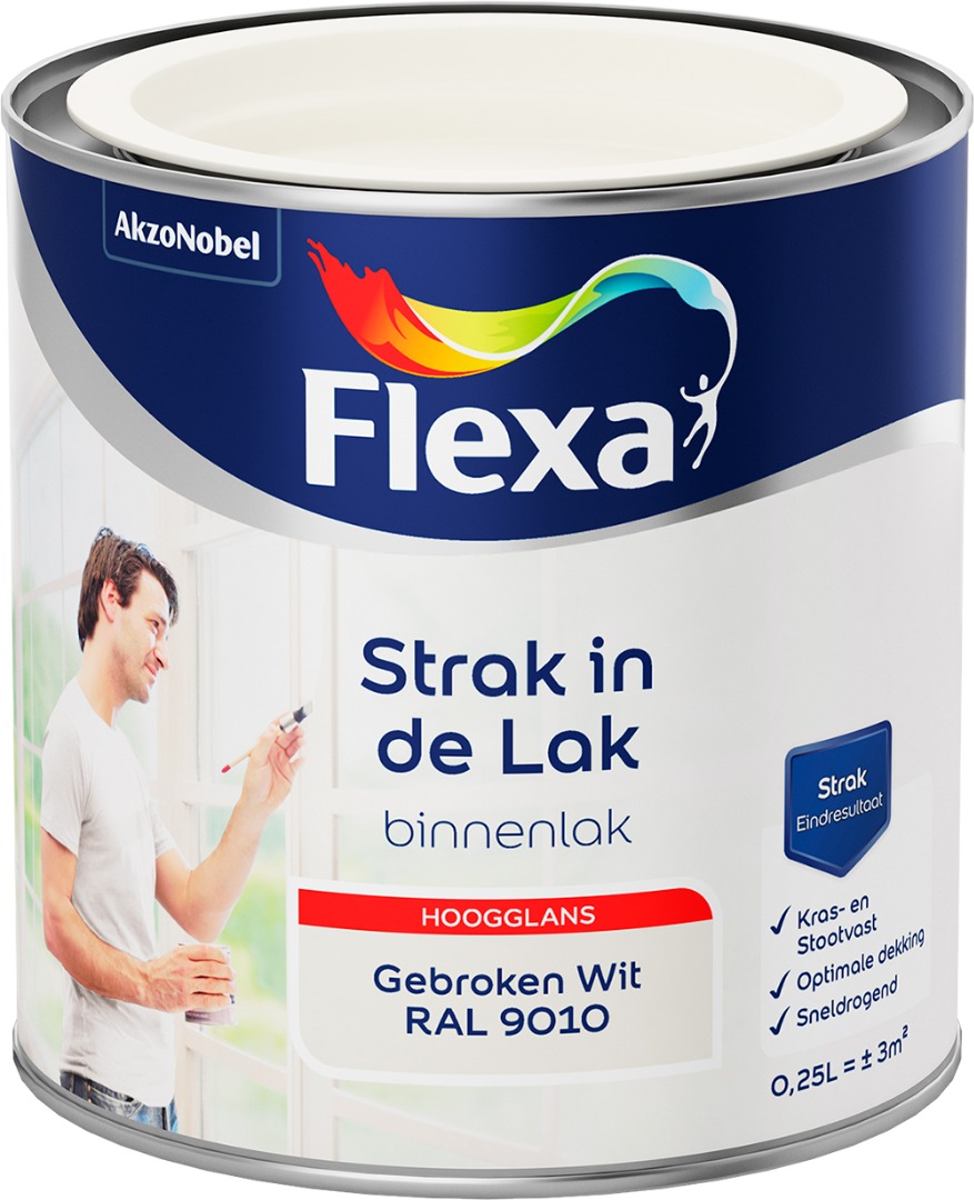 Strak in Lak Watergedragen Hoogglans 250ml Ral 9010 - Verf - Vanderveenshop