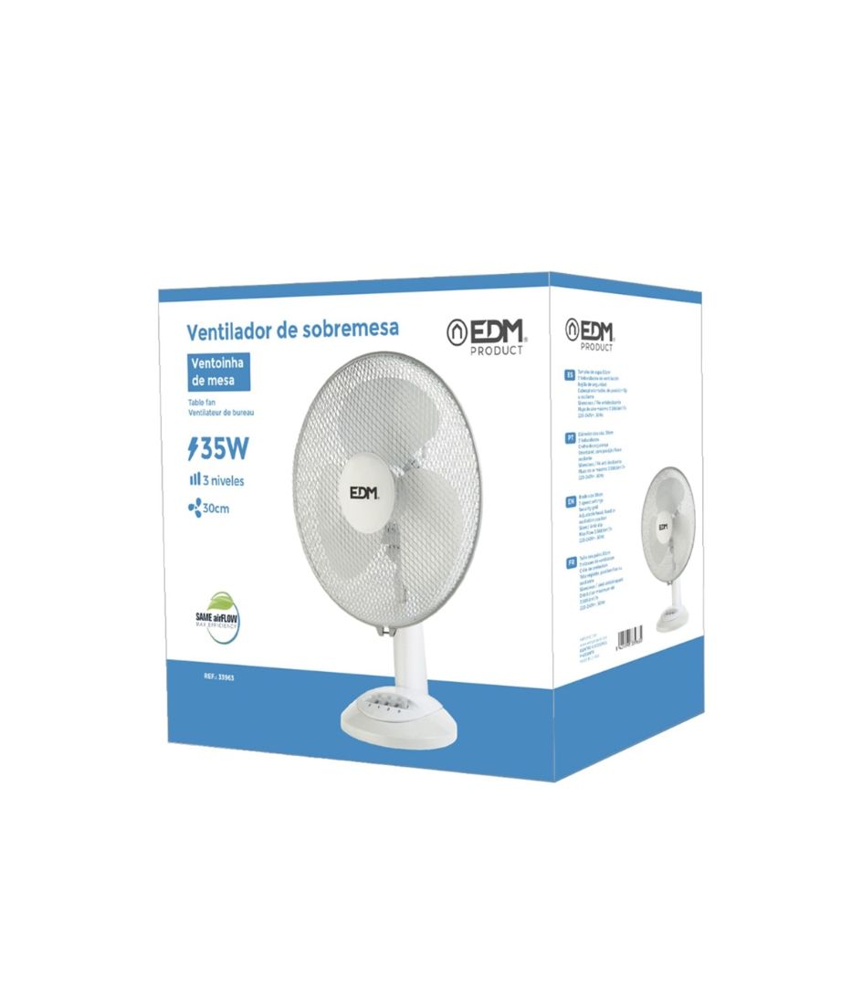 Tafelventilator 30cm wit 35W