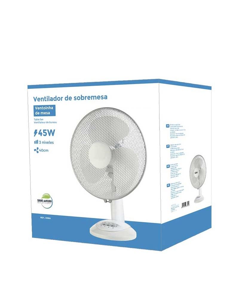 Tafelventilator 40cm wit 45W